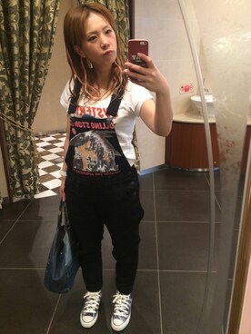 「HYSTERIC GLAMOUR（ヒステリックグラマー）のアイテム（サロペット/オーバーオール）」を使った、Ran Shiinaさん（レディース・156cm）の春コーディネート