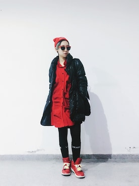 「SSUR（サー）のアイテム（キャップ）」を使った、miskyさん（レディース・160cm）の冬コーディネート