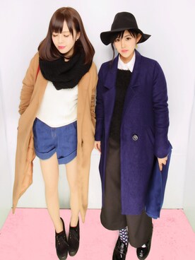 「アイテム（チェスターコート、イエロー系）」を使った、ｐｏｎｍｉｙｕさん（レディース・156cm）の冬コーディネート