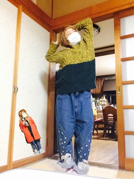 「風邪っぴき」｜「アイテム（ダウンジャケット/コート）」を使った、くまい。さん（レディース・148cm）の秋コーディネート