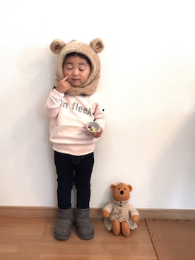 「2歳3ヶ月」｜「アイテム（スウェット）」を使った、renaさん（キッズ・90cm）の冬コーディネート