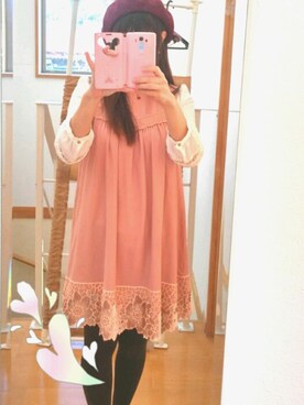 「axes femme（アクシーズファム）のアイテム（ハンチング/ベレー帽）」を使った、とりさん（レディース・154cm）の冬コーディネート