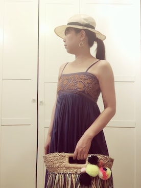 「RBS（アールビーエス）のアイテム（帽子）」を使った、mamiさん（レディース・164cm）の夏コーディネート