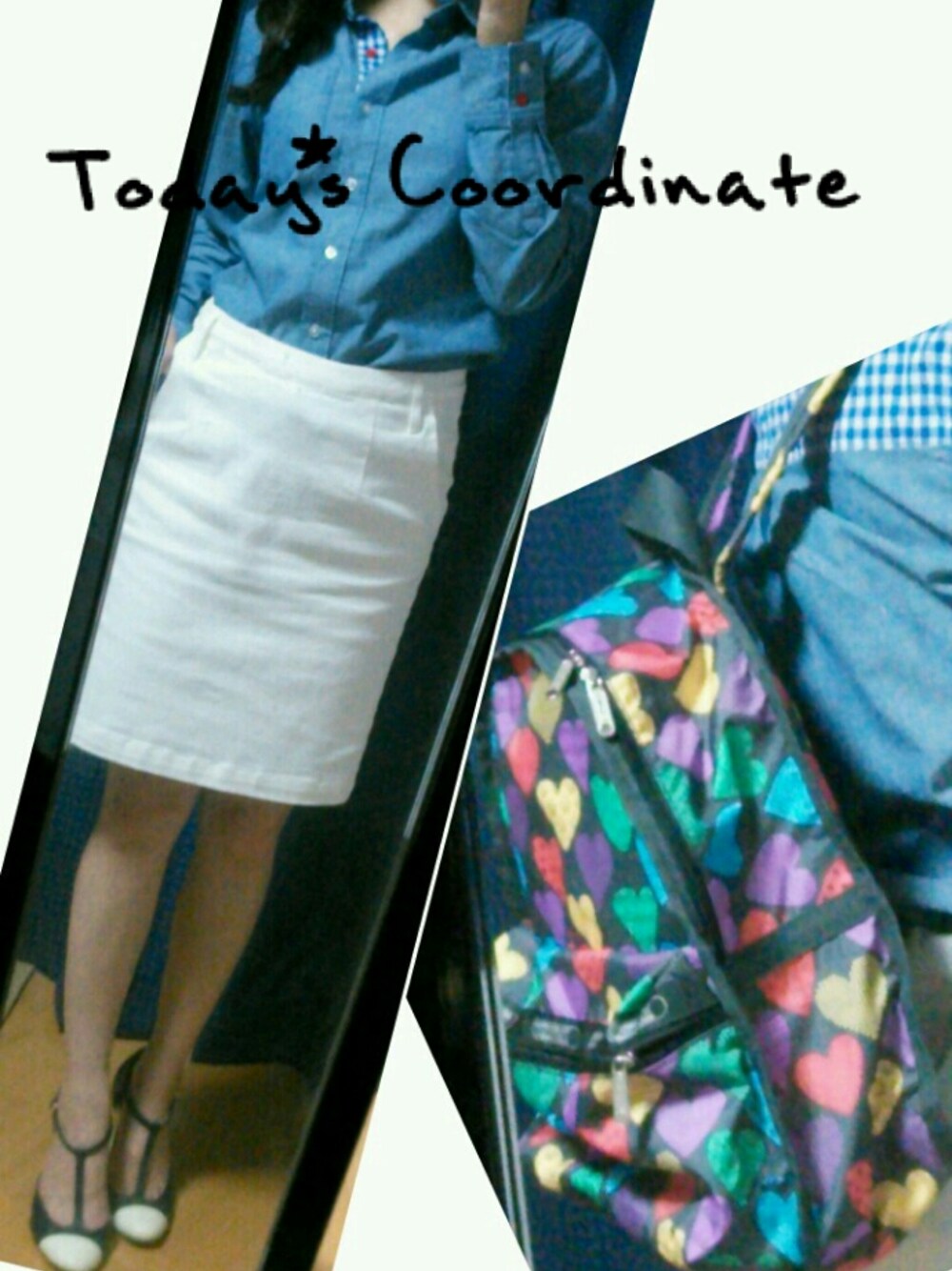 「TOMMY Hersのアイテム（シャツ/ブラウス、ブルー系）」を使った、くろりんさん（レディース・153cm）の夏コーディネートの1枚目の写真