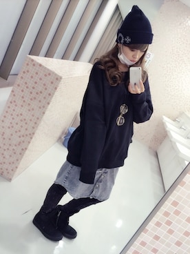 「学校」｜「アイテム（ニットキャップ/ビーニー）」を使った、mioriさん（レディース・161cm）の秋コーディネート