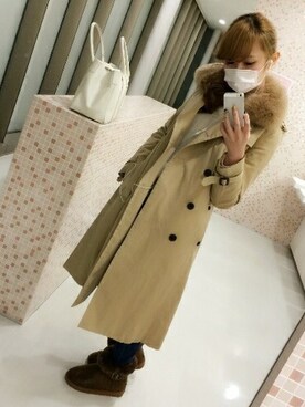 「学校」｜「アイテム（トレンチコート）」を使った、mioriさん（レディース・161cm）の冬コーディネート