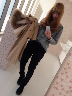 「学校」｜「アイテム（トレンチコート）」を使った、mioriさん（レディース・161cm）の冬コーディネート