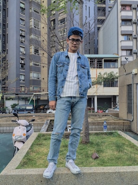 「CONVERSE（コンバース）のCONVERSE コンバース ジャック パーセル / JACK PURCEL（スニーカー）」を使った、葉育碩さん（メンズ・173cm）の冬コーディネート