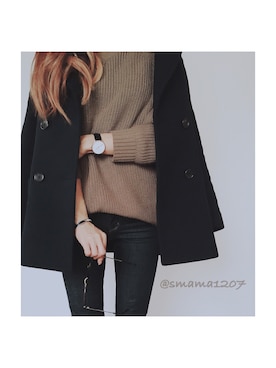 「Pコート」｜「アイテム（腕時計）」を使った、smamaさん（レディース・163cm）の冬コーディネート