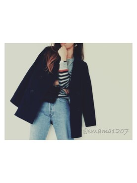 「Pコート」｜「アイテム（腕時計）」を使った、smamaさん（レディース・163cm）の冬コーディネート