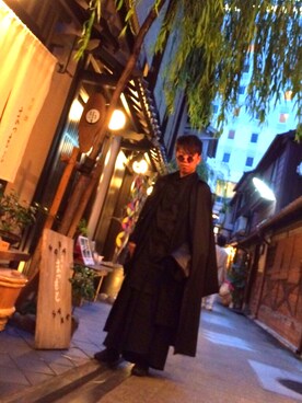 「和服」｜「アイテム（その他アウター）」を使った、萩原 拓也さん（メンズ・158cm）の秋コーディネート