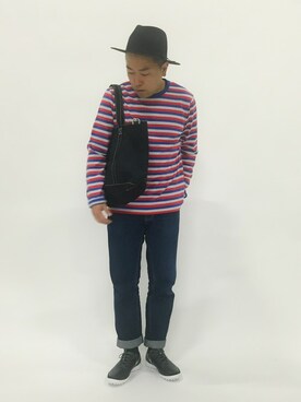 「SHIPS JET BLUE（シップスジェットブルー）のアイテム（トートバッグ）」を使った、ナカガワ リュウさん（メンズ・172cm）の春コーディネート