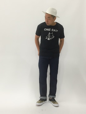 「VANS AUTHENTIC」｜「アイテム（帽子）」を使った、ナカガワ リュウさん（メンズ・172cm）の夏コーディネート