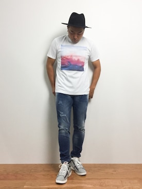 「DOWBL（ダブル）のアイテム（パンツ）」を使った、ナカガワ リュウさん（メンズ・172cm）の夏コーディネート