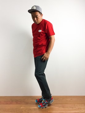 「BEAMS T（ビームスティー）のアイテム（キャップ）」を使った、ナカガワ リュウさん（メンズ・172cm）の夏コーディネート