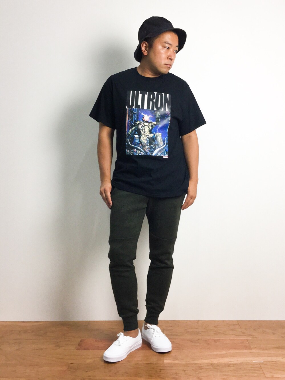 「VANS、NIKE、authentic、XLARGE、テックフリース、CABALLERO」｜「CABALLEROのCABALLERO ADVENTURE HAT VITORIA TROPICAL OVERDYE BLACK（ハット、ブラック系）」を使った、ナカガワ リュウさん（メンズ・172cm）の夏コーディネートの1枚目の写真