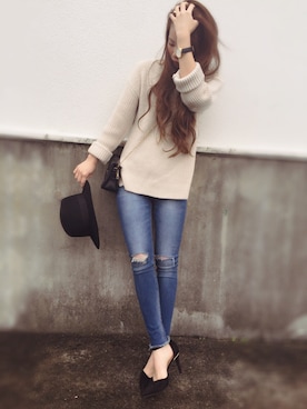 「FLOVE（フローブ）のアイテム（帽子）」を使った、CANAさん（レディース・162cm）の春コーディネート