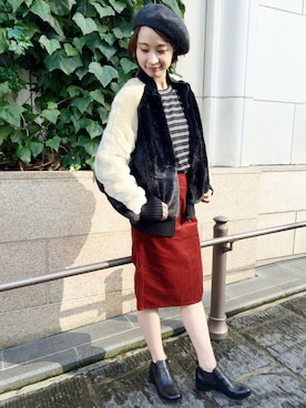 「JOURNAL STANDARD relume（ジャーナルスタンダード　レリューム）のアイテム（ハンチング/ベレー帽）」を使った、sena*さん（レディース・160cm）の冬コーディネート