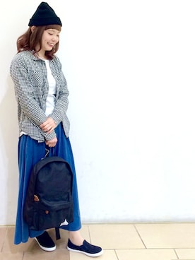 「ギンガムチェックシャツ」｜WEBSTOREstaffさん（レディース・155cm）の春コーディネート