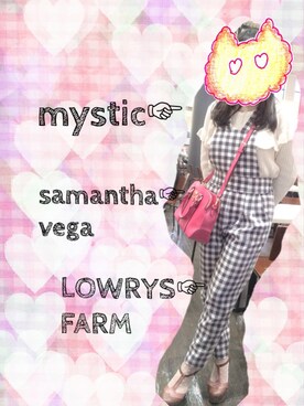 「SAMANTHAVEGA（サマンサベガ）のアイテム（ショルダーバッグ、ピンク系）」を使った、YUAさん（レディース・155cm）の春コーディネート