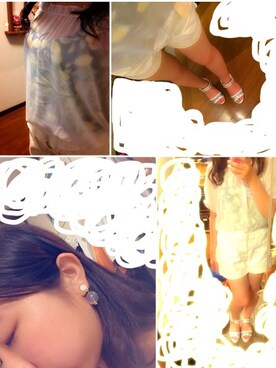 「シェル（ネックレス、ホワイト系）」を使った、YUAさん（レディース・155cm）の夏コーディネート