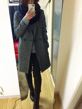 「Alexander McQueen（アレキサンダーマックイーン）のアイテム（ブーツ）」を使った、aimさん（レディース・165cm）の冬コーディネート