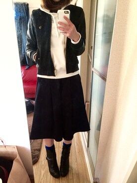 「FRED PERRY（フレッドペリー）のアイテム（ブルゾン）」を使った、aimさん（レディース・165cm）の冬コーディネート