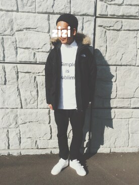 「ザノースフェイス」｜「アイテム（その他）」を使った、ziziさん（メンズ・178cm）の冬コーディネート