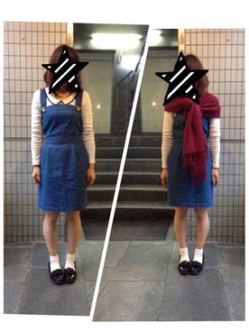 「MAJESTIC LEGON（マジェスティックレゴン）のアイテム（サロペット/オーバーオール）」を使った、なこすけさん（レディース・150cm）の秋コーディネート