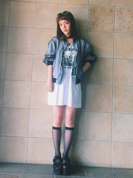 「FAD THREE（ファドスリー）のアイテム（ジャケット/アウター）」を使った、長澤メイさん（レディース・161cm）の春コーディネート