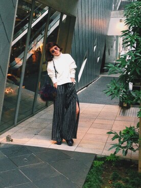 「IENA」｜「アイテム（スウェット）」を使った、長澤メイさん（レディース・161cm）の秋コーディネート