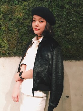 「carineroitfeldxuniqlo」｜長澤メイさん（レディース・161cm）の冬コーディネート
