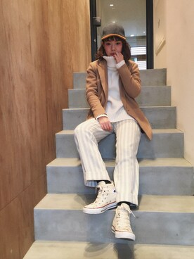「JOHN LAWRENCE SULLIVAN（ジョンローレンスサリバン）のアイテム（その他アウター）」を使った、長澤メイさん（レディース・161cm）の冬コーディネート