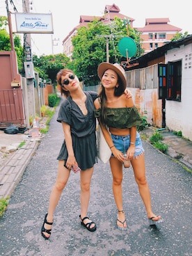 「ROXY（ロキシー）のアイテム（ワンピース/ドレス）」を使った、長澤メイさん（レディース・161cm）の夏コーディネート