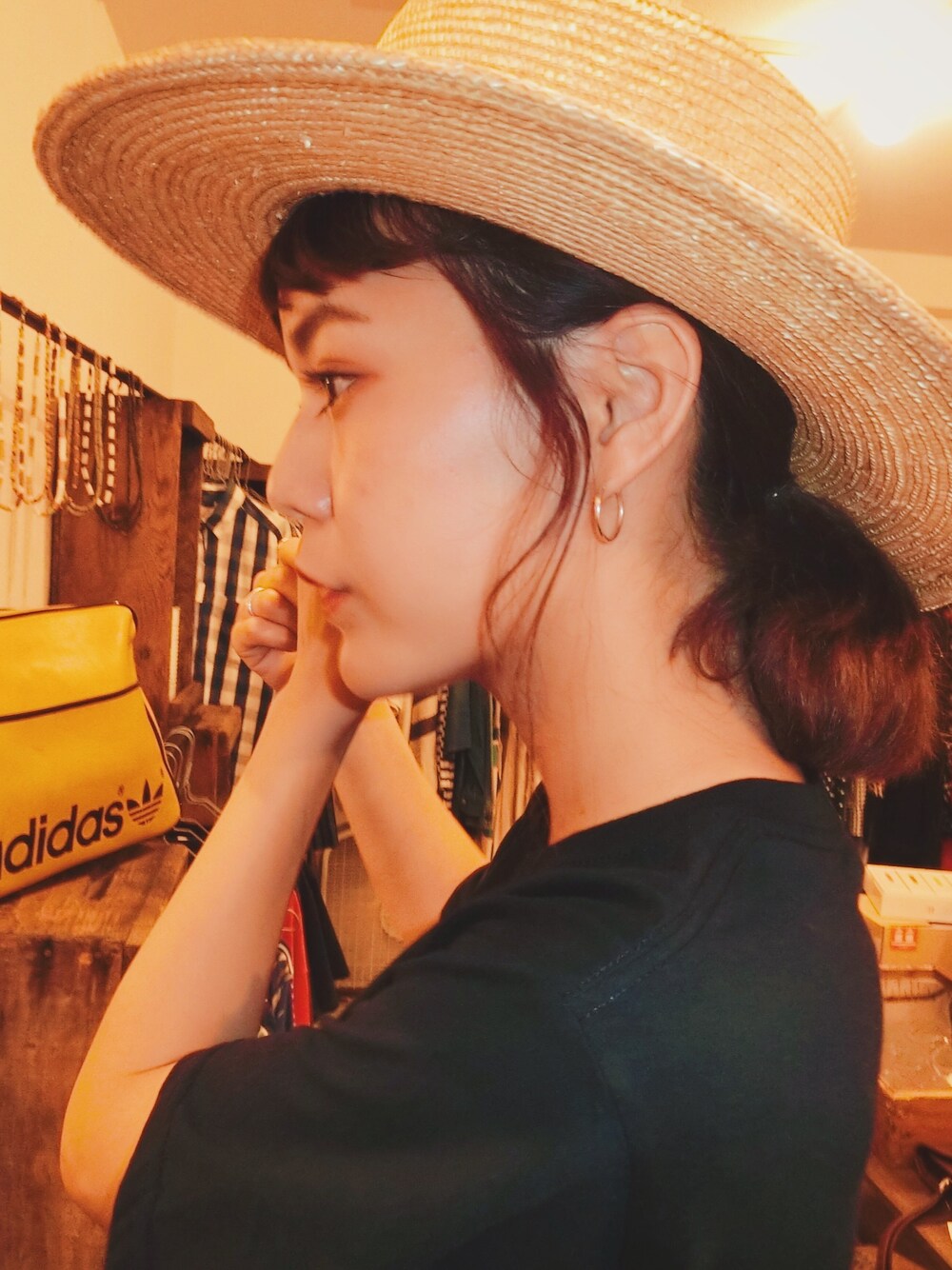 長澤メイさんの「Canotier HAT（MOUSSY）」を使ったコーディネート