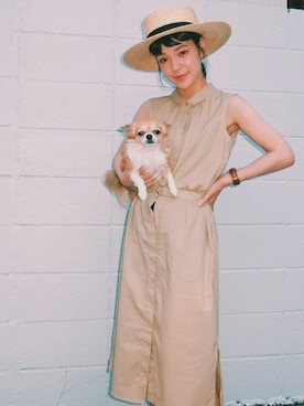 「pero（ペロ）のアイテム」を使った、長澤メイさん（レディース・161cm）の夏コーディネート