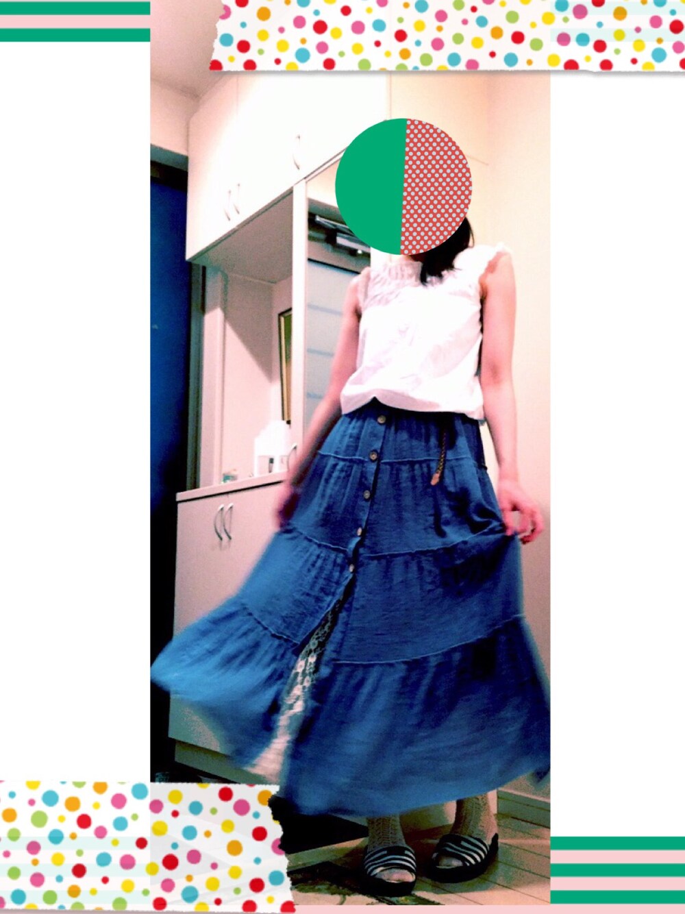 「靴下屋のアイテム（ソックス/靴下、ホワイト系）」を使った、miさん（レディース・156cm）の夏コーディネートの1枚目の写真