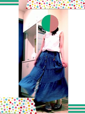 「MIKI HOUSE（ミキハウス）のアイテム（その他トップス）」を使った、miさん（レディース・156cm）の夏コーディネート