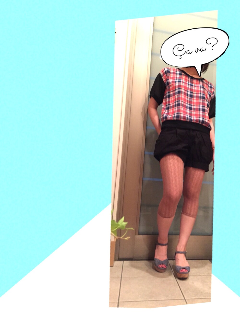 「靴下屋のアイテム（レギンス/スパッツ、ピンク系）」を使った、miさん（レディース・155cm）の夏コーディネートの1枚目の写真
