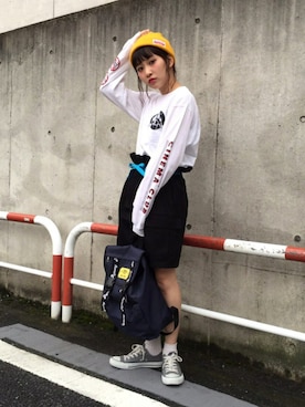 「アイテム（バックパック/リュック）」を使った、庄司彩夏さん（レディース・159cm・10代）の夏コーディネート