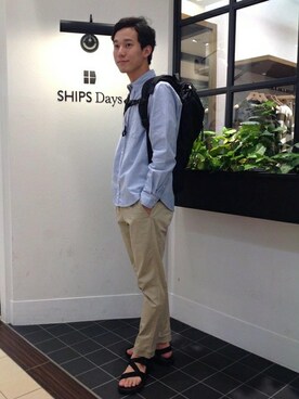 「SHIPS Days（シップスデイズ）のアイテム」を使った、樗澤さん（メンズ・175cm）の夏コーディネート