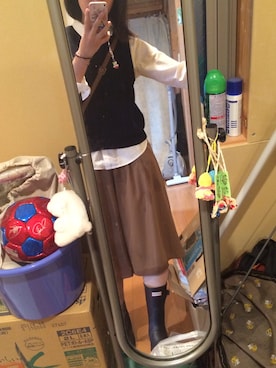 「アイテム（アナログ腕時計、ピンク系）」を使った、まるちゃんさん（レディース・162cm）の秋コーディネート