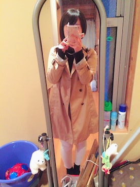 「雨」｜「アイテム（トレンチコート）」を使った、まるちゃんさん（レディース・162cm）の春コーディネート