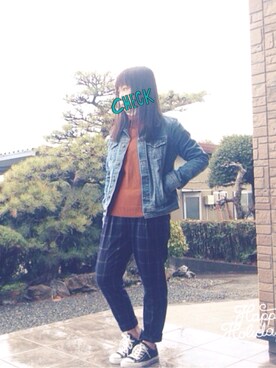 「w closet」｜「アイテム（デニムジャケット）」を使った、ななさん（レディース・152cm）の春コーディネート