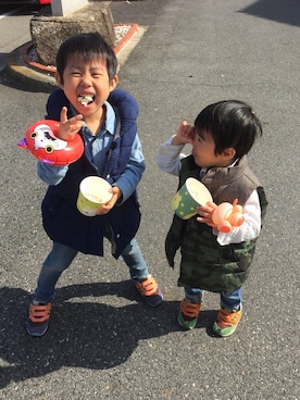 「きょうだい」｜「アイテム（その他）」を使った、keeyuuさん（キッズ・110cm）の秋コーディネート