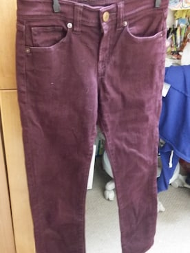 「アイテム（デニムパンツ、レッド系）」を使った、みやのさん（レディース・154cm）の春コーディネート