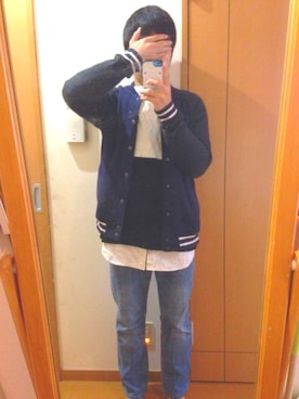 「ネルシャツ」｜「アイテム（スタジャン）」を使った、Ryoyaさん（メンズ・165cm）の秋コーディネート
