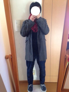 「koe（コエ）のアイテム（チェスターコート）」を使った、Ryoyaさん（メンズ・165cm）の冬コーディネート