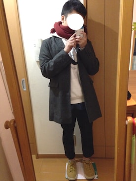 「koe（コエ）のアイテム（チェスターコート）」を使った、Ryoyaさん（メンズ・165cm）の冬コーディネート