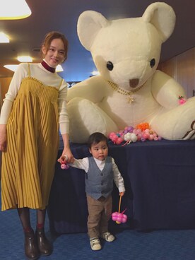 「H&M（エイチ・アンド・エム）のアイテム（ベスト）」を使った、 y_tさん（キッズ・80cm）の冬コーディネート